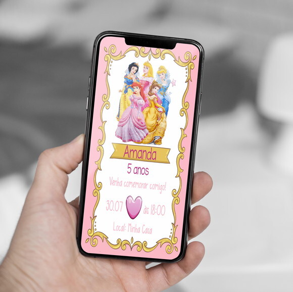 Convite Digital Princesas da Disney