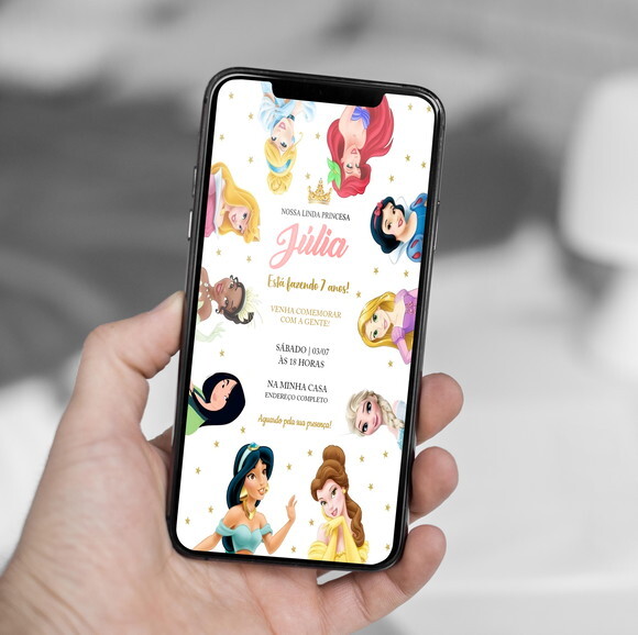 Convite Digital Princesas da Disney