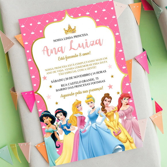 Convite Digital Princesas da Disney