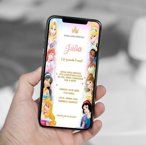 Convite Digital Princesas da Disney