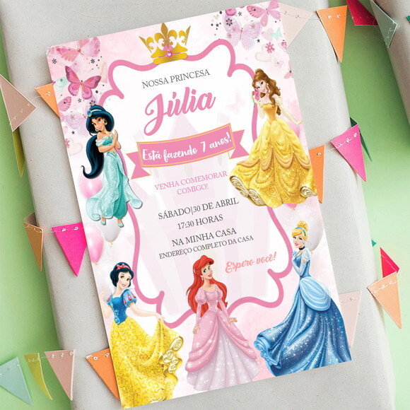 Convite Digital Princesas da Disney
