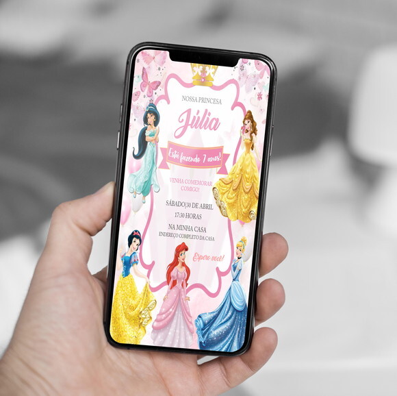 Convite Digital Princesas da Disney