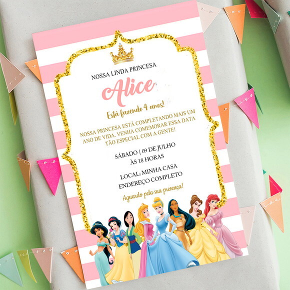 Convite Digital Princesas da Disney