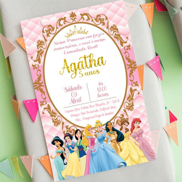 Convite Digital Princesas da Disney