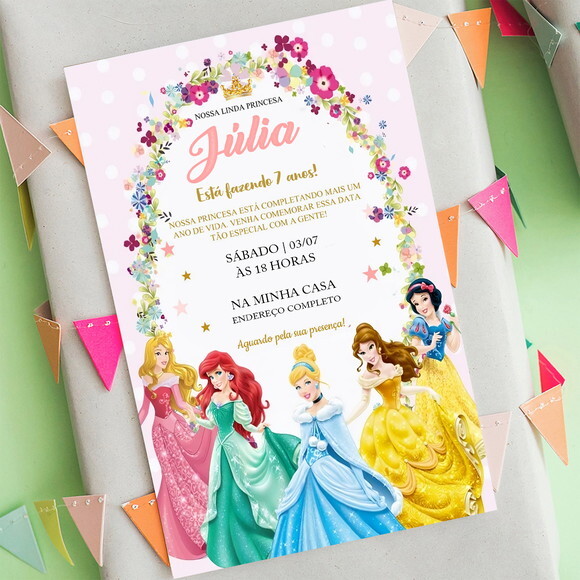 Convite Digital Princesas Disney