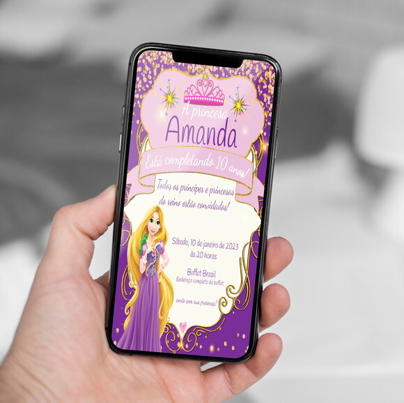 Convite Digital Rapunzel Enrolados