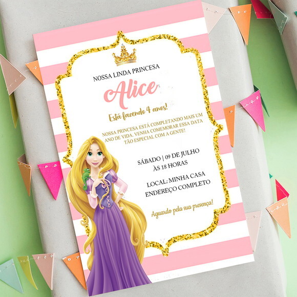 Convite Digital Rapunzel Princesa da Disney