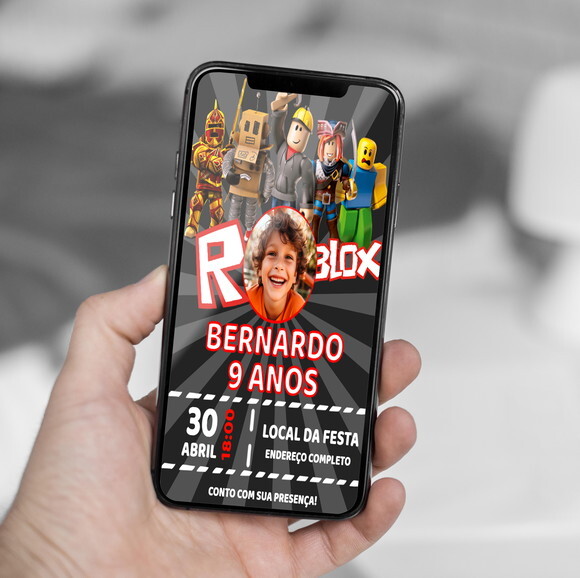 Convite Digital Roblox com Foto