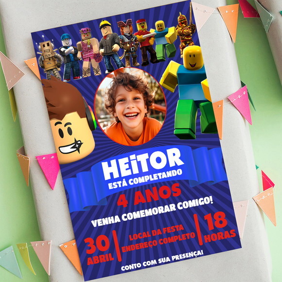 Convite Digital Roblox com Foto