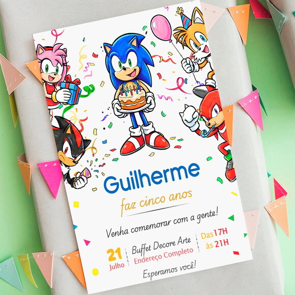 Convite Digital Sonic e Amigos Online