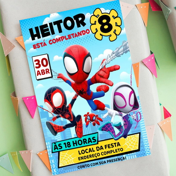 Convite Digital Spidey e Seus Amigos Espetaculares