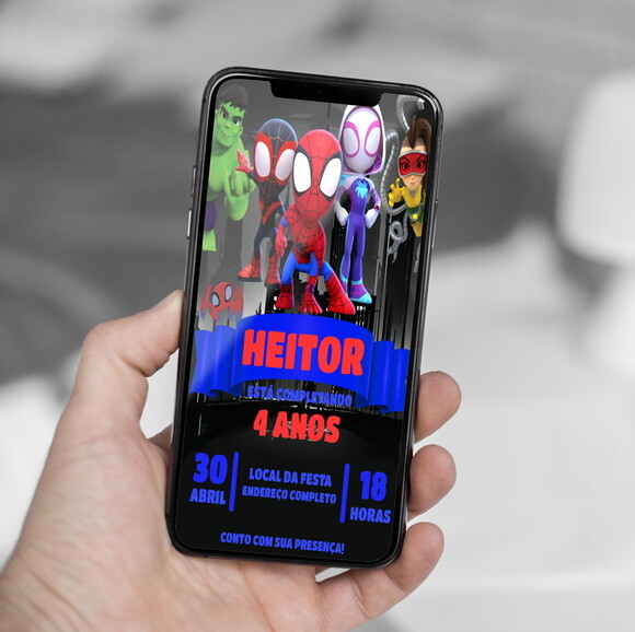 Convite Digital Spidey e Seus Amigos Espetaculares