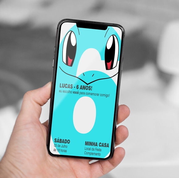 Convite Digital Squirtle Pokemon