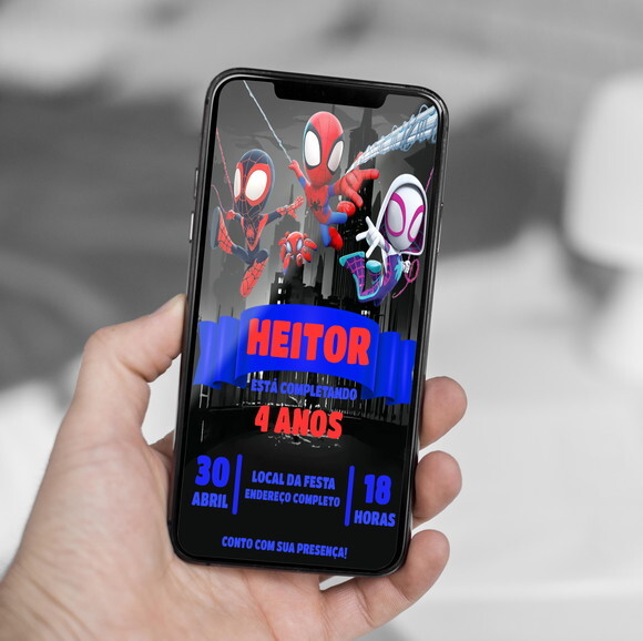 Convite Digital Spidey e Seus Amigos Espetaculares