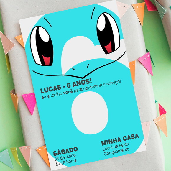 Convite Digital Squirtle Pokemon