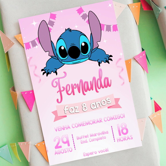 Convite Digital Stitch - Lilo e Stitch