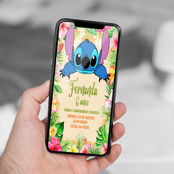 Convite Digital Stitch - Lilo e Stitch