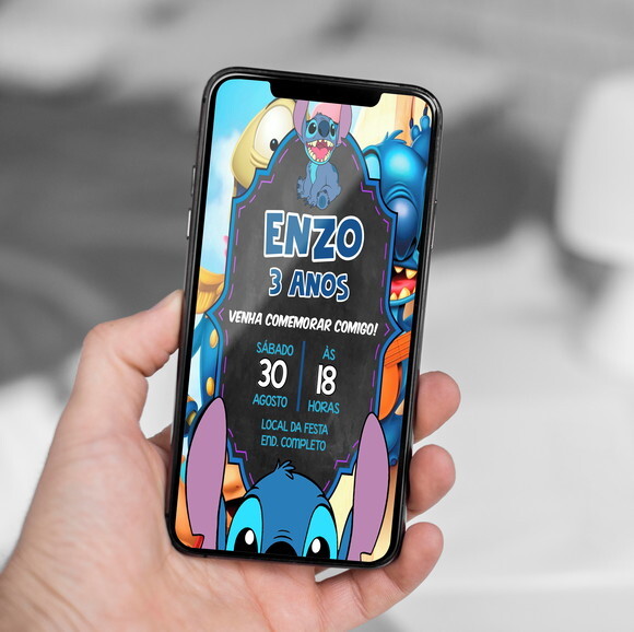 Convite Digital Stitch - Lilo e Stitch