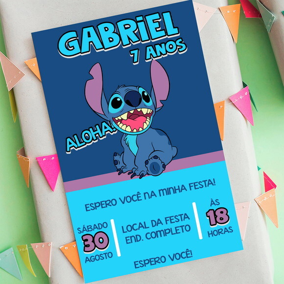 Convite Digital Stitch - Lilo e Stitch