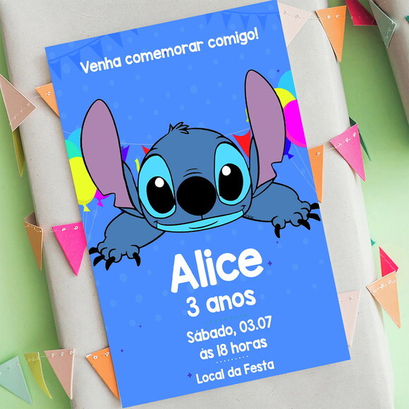 Convite Digital Stitch - Lilo e Stitch