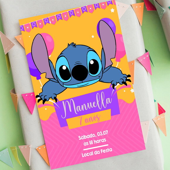 Convite Digital Stitch - Lilo e Stitch