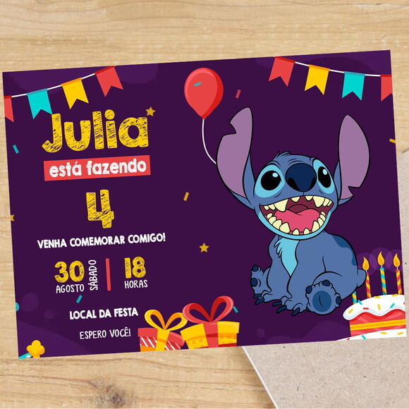 Convite Digital Stitch - Lilo e Stitch
