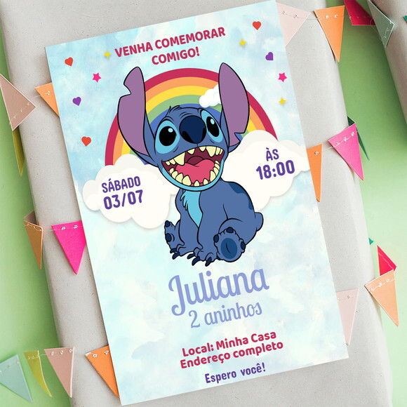 Convite Digital Stitch - Lilo e Stitch