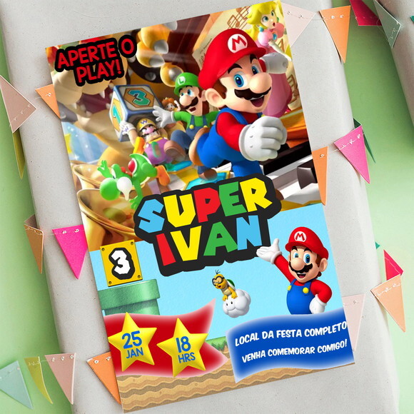 Convite Digital Super Mario Bros