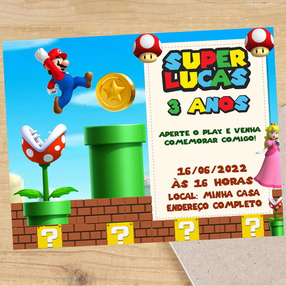 Convite Digital Super Mario Bros
