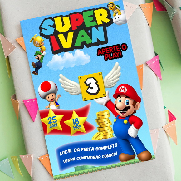 Convite Digital Super Mario Bros