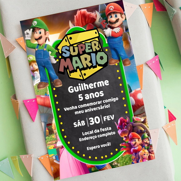 Convite Digital Super Mário Bros