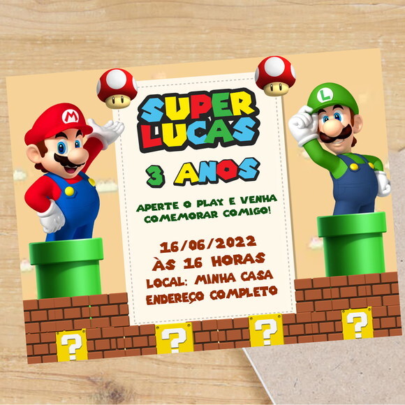 Convite Digital Super Mario Bros