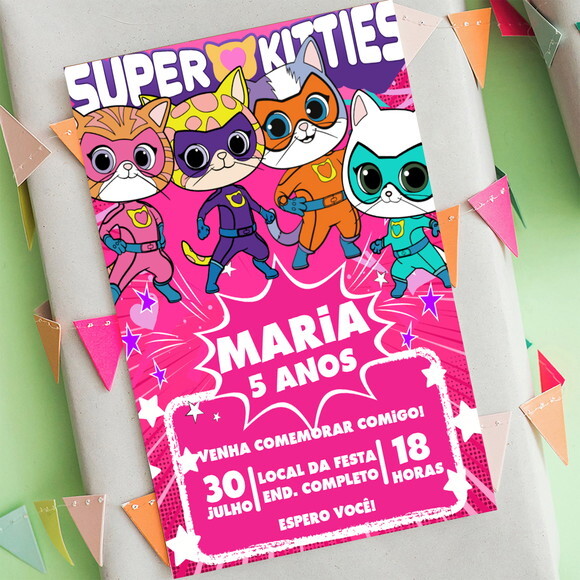 Convite Digital Superkitties