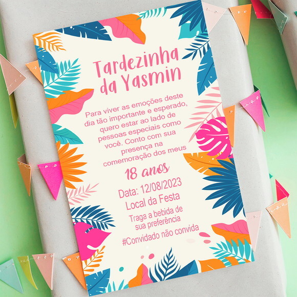 Convite Digital Tardezinha Folhas Tropical