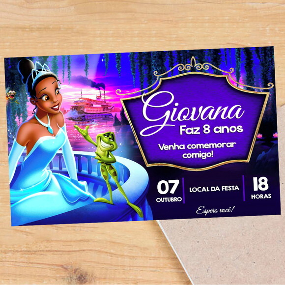 Convite Digital Tiana, Princesa e o Sapo