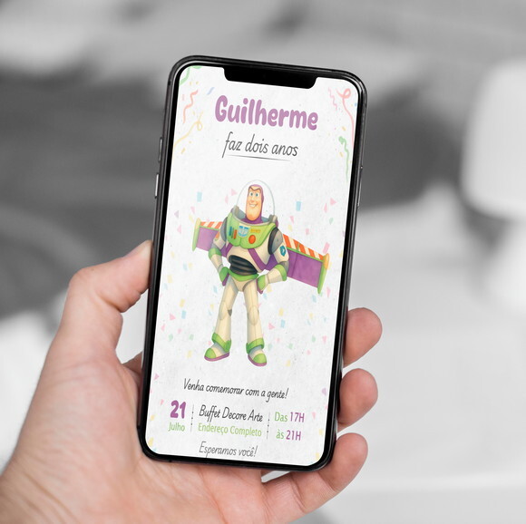 Convite Digital Toy Story Buzz Lightyear Aquarela