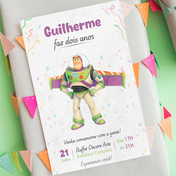 Convite Digital Toy Story Buzz Lightyear Aquarela