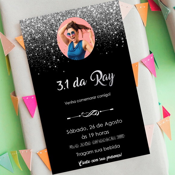 Convite Digital Trintei 30 Anos Preto e Prata