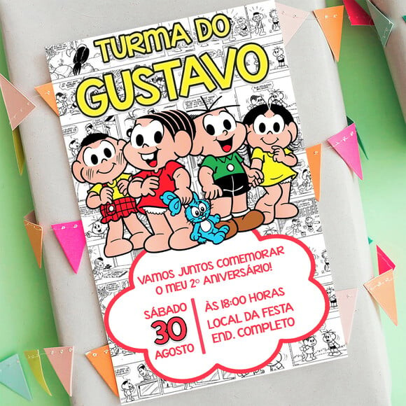 Convite Digital Turma da Monica Quadrinhos