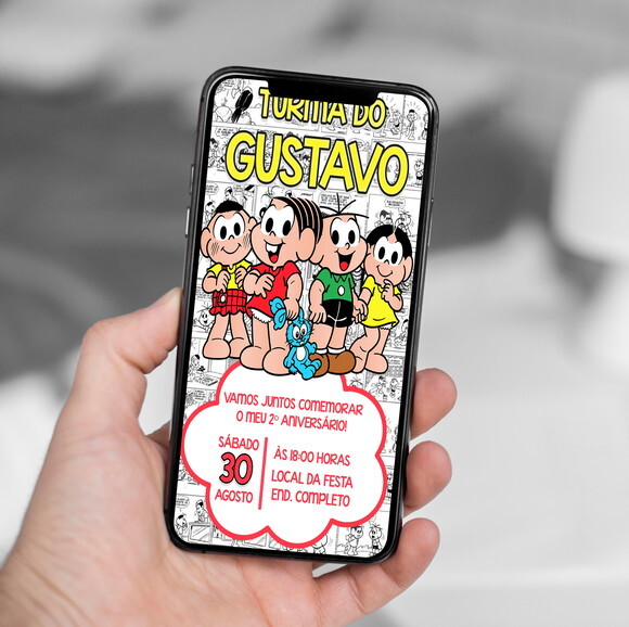 Convite Digital Turma da Monica Quadrinhos