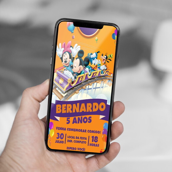 Convite Digital Turma do Mickey Parque de Diversões