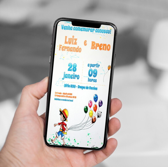 Convite Digital Virtual Duplo One Piece