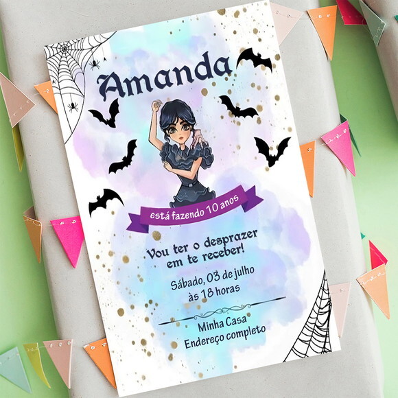 Convite Digital Wandinha Addams - Wednesday Addams