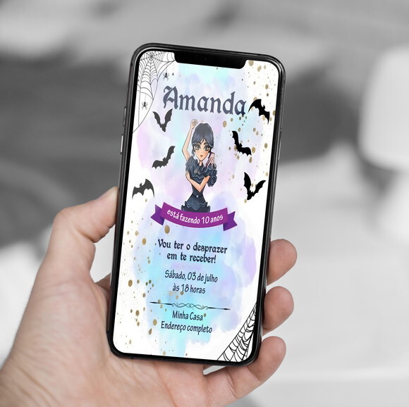 Convite Digital Wandinha Addams - Wednesday Addams