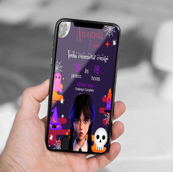 Convite Digital Wandinha Addams - Wednesday Addams