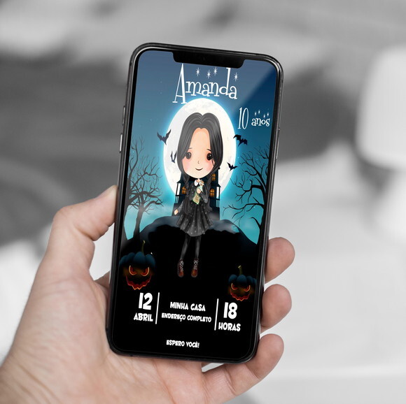 Convite Digital Wandinha Addams - Wednesday Addams