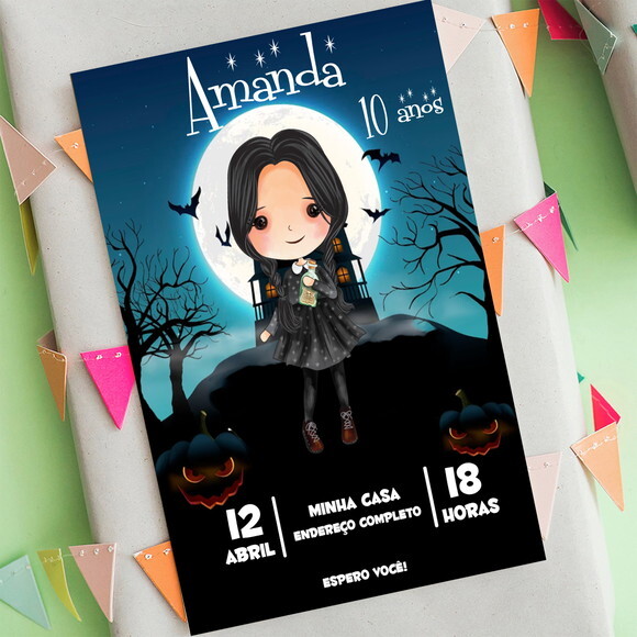 Convite Digital Wandinha Addams - Wednesday Addams