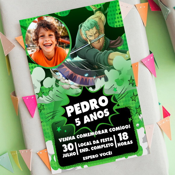 Convite Digital Zoro One Piece