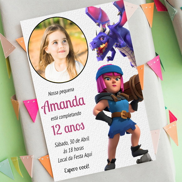 Convite Digitgal Clash Royale com Foto