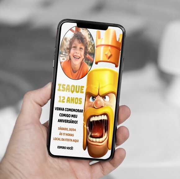 Convite Digitgal Clash Royale com Foto